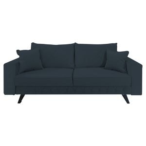Canapea extensibila Jaky Alisson, cu lada de depozitare si picioare negre, catifea, gri inchis, 230x105x80 cm