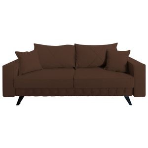 Canapea extensibila Jaky Alisson, cu lada de depozitare si picioare negre, stofa, maro, 230x105x80 cm