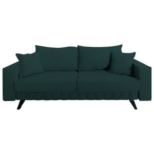 Canapea extensibila Jaky Alisson, cu lada de depozitare si picioare negre, stofa, verde, 230x105x80 cm