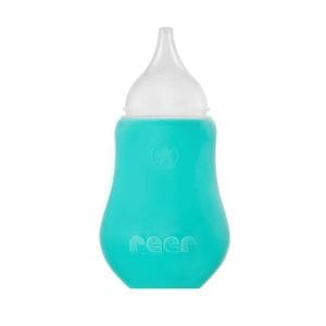 Aspirator nazal pentru bebelusi Reer, Soft&Clean, Cu pompita, 0+ luni, Albastru