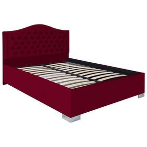 Pat dublu tapitat model Jaky Arizona cu picioare 200x200 cm, culoare visiniu cu somiera metalica fixa