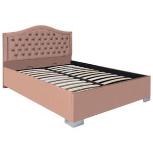 Pat dublu tapitat model Jaky Arizona cu picioare 180x200 cm, culoare cappuccino cu somiera metalica fixa