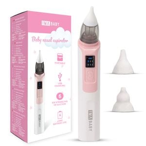 Aspirator nazal electric IMA Baby pentru bebelusi si copii silentios, 6 Trepte de Aspirare, Portabil, cu Incarcare USB, cu Baterie reincarcabila 500mAh, 2 Capete de silicon, roz