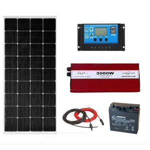 Kit fotovoltaic off grid Solid Volt, invertor 3000W 12V, panou solar 120W, regulator 30A, baterie solara 20Ah AGM si 20 m cablu solar cabana, rulota, casa
