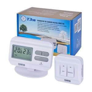 Termostat electronic digital Conter T3W, fara fir, ecran luminat