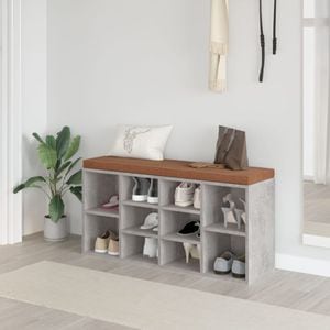 Bancheta pantofar vidaXL, gri beton, 103x30x48 cm, lemn compozit