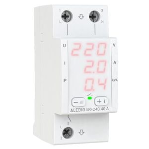 Releu de protectie muntifunctional monofazat Aledio ARF240, 40A, afisaj tensiune/curent/putere, 50 Hz, IP20, alb