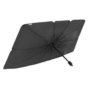 Protectie parbriz SIKS, 1 x parasolar auto pliabil, rezistent UV, 132 cm x 78 cm, negru/argintiu