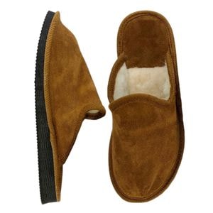 Papuci de Casa pentru Femei, din Piele Intoarsa, marimea 38-40 EU, maro inchis