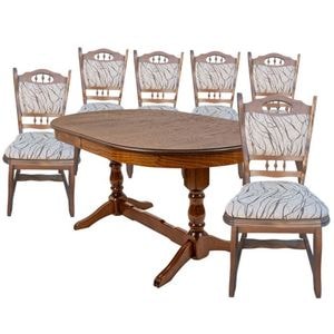 Set masa extensibila EURO 2 + 6 scaune, 230x97x82 cm, Nuc