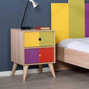 Noptiera Adore Rainbow, 2 sertare, 44 x 66 x 44 cm, Rainbow Multicolor