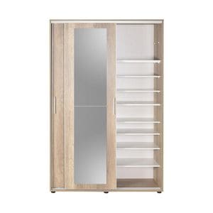 Pantofar  Adore Porto cu cuier, 2 usi cu oglinda, 12 rafturi, capacitate 35 perechi incaltaminte, Stejar, 120x212x40 cm