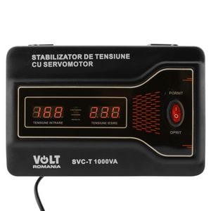 Stabilizator automat de tensiune cu servomotor Volt Romania, precizie 3%, 1000VA, 700W, negru