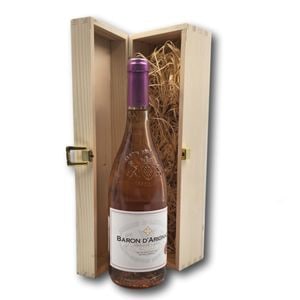 Cutie cadou Cadouri Premium model French Pink, cu vin rose demidulce Baron D'Arignac, 0.75L