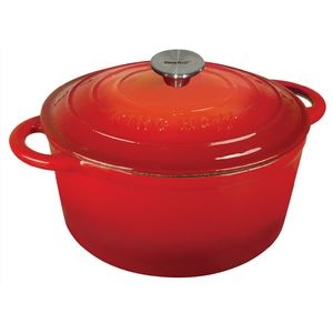 Oala din fonta emailata cu capac Kinghoff Kh-1529, 4L, 24 cm, Rosu