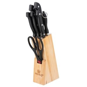 Set de cutite cu lama inox si suport din lemn KingHoff KH3444, 8 piese 