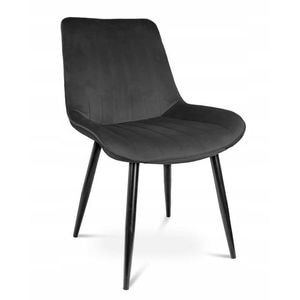 Scaun bucatarie/living AZAY DESIGN, catifea, metal, negru