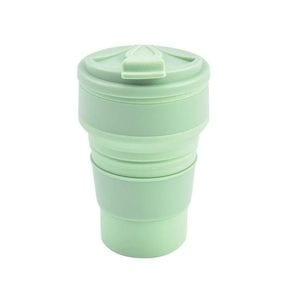 Pahar pliabil din silicon eMazing, pentru calatorii, camping, 350 ml,  8.2x6.3x9.1 cm, verde