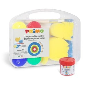 Set Primo, 6 tempera 44 ml, 2 bureti, 3 pensule, Cu burete, 1 pensula jumbo