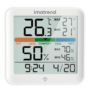 Termometru si Higrometru de camera IMA Trend YG5275 Pro, ecran 3.7 inch, Indica Ora si Data, Lumina, Touch, Indicator comfort, Citire 15s, 3 tipuri de montare, gama profesionala, Alb
