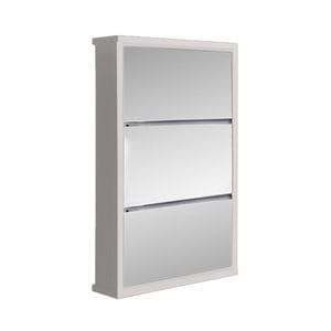 Pantofar 3 Usi Front Oglinda, 63 x 17 x 102 cm, alb