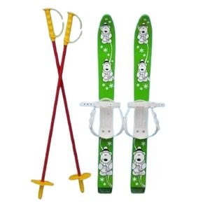 Schiuri pentru copii Marmat, Mici, 70 cm, Cu 2 bete incluse, verde