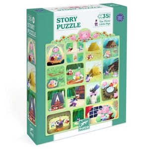 Puzzle poveste, Cei trei purcelusi, Djeco, 35 de piese si 3 personaje, +3 ani