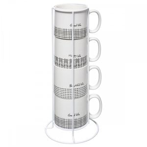 Set 4 cani Happy Life, ceramica, 240 ml
