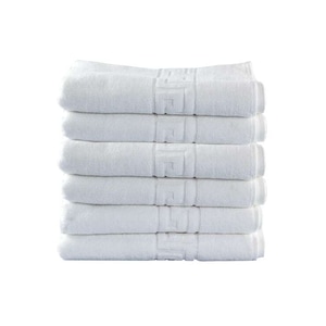 Set 36 prosoape de baie hoteliere Arta Somnului, 70x140 cm, bumbac pakistanez, 480 gr/mp, fir scurt, greek border, alb