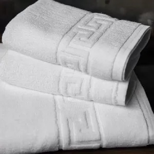 Set 60 prosoape de baie hoteliere Arta Somnului Greek Border, 50x90 cm, bumbac pakistanez, 500 gr/mp, alb