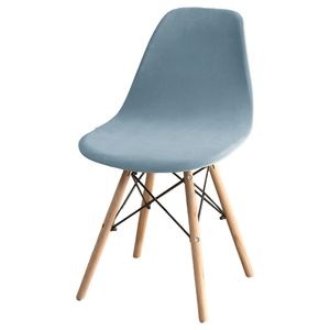 Husa Elastica Scaun Rotund din Catifea RS1, Universala, Protectie pentru Scaune de Bucatarie si Dining, Albastru deschis