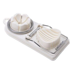 Cutit multifunctional eMazing pentru oua, mozzarella si fructe, oferind doua forme de taiere, agatatoare incluse, lungime 20 cm, culoare alba