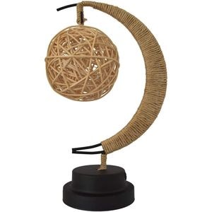 Lampa de veghe eMazing, forma semi-luna din rattan cu LED, 28x15 cm, lumina alba calda, 270 lm, 3W