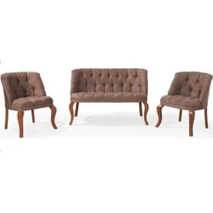 Set canapea cu 2 fotolii Homs, 130 x 65 x 80 cm, maro