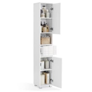  Dulap de baie Vasagle, tip coloana, din MDF, cu sertar si 2 usi, 30x30x170cm, alb