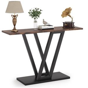 Consola in stil industrial Homs, 110x80x30 cm, negru nuc