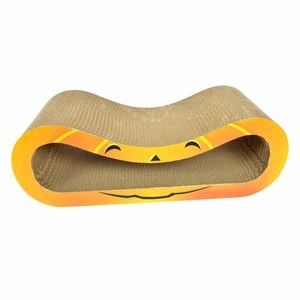 Zgarietor din carton pentru pisici, model dovleac halloween, 66.67x24.13x23.33 cm, Portocaliu
