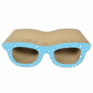 Zgarietor din carton pentru pisici, model ochelari, 38.1x20.32x12.7 cm, Albastru