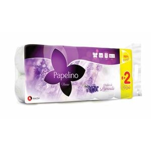 Hartie igienica alba,  Papelino Finesse,  3 straturi,  10 role,  lavanda