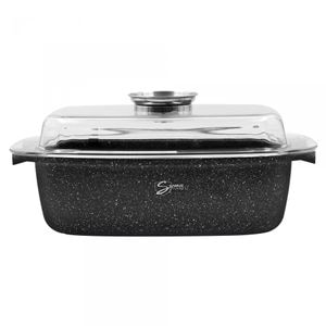 Tava inalta cu capac Samus TOL323-RC, TOLEDO LINE, 32x22x10.5 cm, 5.5l, Capac din sticla termorezistenta, Negru