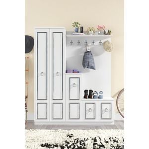 Cuier hol cu pantofar Homs Vera, 183x35x150 cm, alb