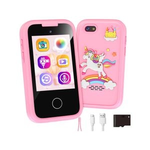 Telefon Inteligent de jucarie Pentru Copii NIKI SmartJoy 5, Display LCD IPS, Camera 8 MP, FullHD 1080P, Carcasa Antisoc, Card SD 8GB Inclus, 3-8 ani, Model Unicorn, Roz