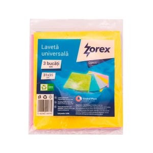 Laveta universala Zorex Clasic, 3 bucati, textil, galben