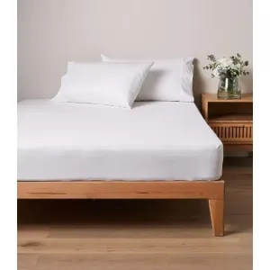 Cearceaf de pat cu elastic Arta Somnului, 160x200 cm, bumbac percale, alb