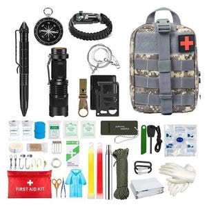Kit multifunctional de supravietuire eMazing, incluzand 42 de instrumente profesionale si echipament de prim-ajutor ideal pentru activitati in aer liber precum drumetii si camping