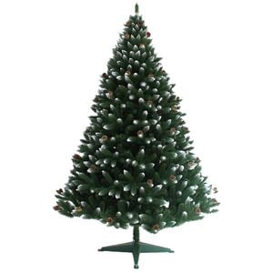 Brad Artificial de Craciun, Mont-Blanc Verde, cu Conuri Naturale si Varfuri Albe, 120 cm