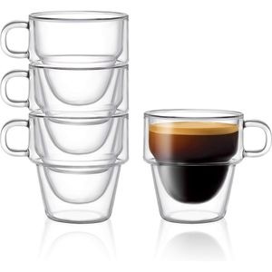 Set 4 cani espresso Altmore, sticla borosilicat, pereti dubli, 80 ml