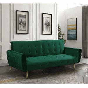 Canapea extensibila Selena, catifea, 3 locuri, 206 cm, verde