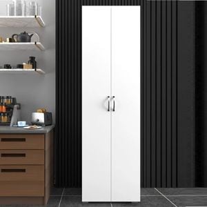 Dulap multifunctional Homs, cu 8 rafturi, 185x49x32 cm, alb
