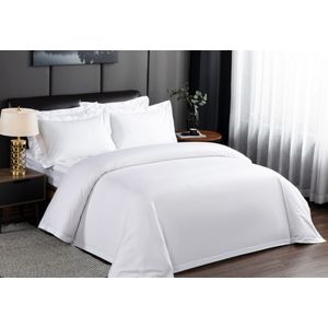 Lenjerie hoteliera king Arta Somnului, 4 piese, bumbac percale, alb